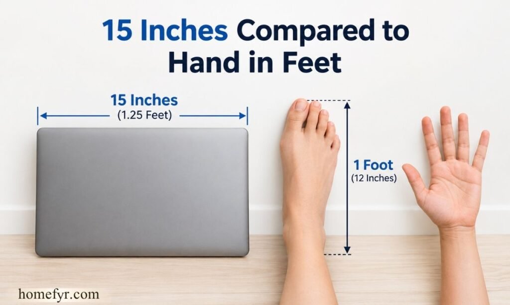 15 Inches Compared to Hand in Feet
