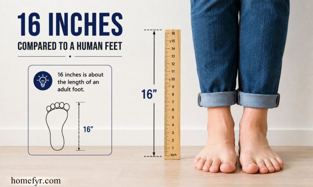 16 Inches Compared to a Human Feet