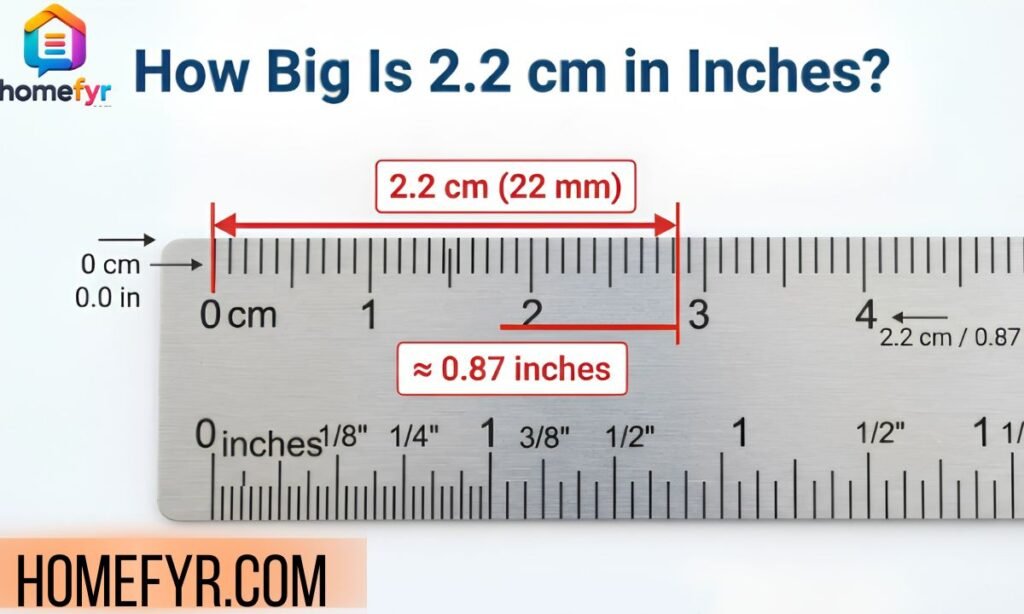 How Big Is 2.2 cm in Inches