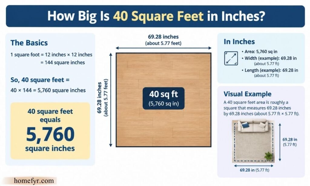 How Big Is 40 Square Feet in Inches