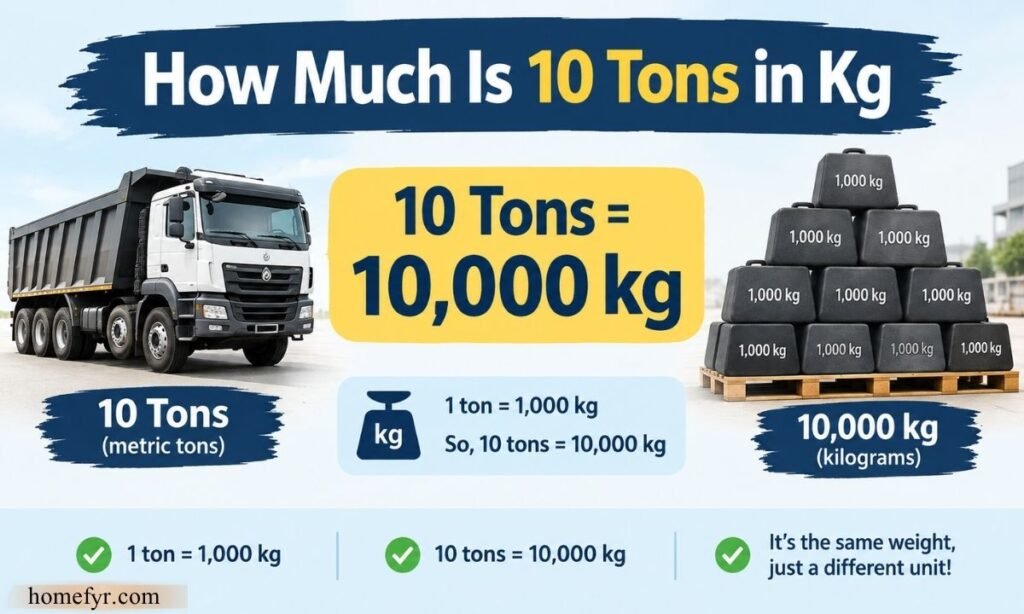 How Much Is 10 Tons in Kg