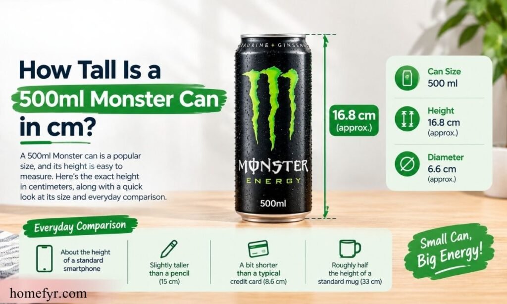 How Tall Is a 500ml Monster Can in cm