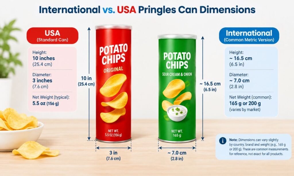 International vs. USA Pringles Can Dimensions