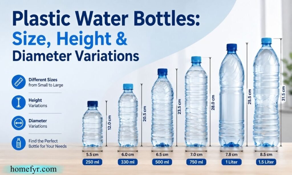 Plastic Water Bottles Size, Height & Diameter Variations