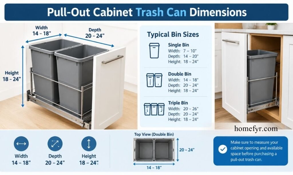 Pull-Out Cabinet Trash Can Dimensions