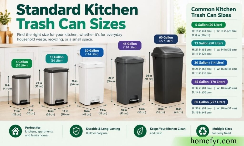 Standard Kitchen Trash Can Sizes