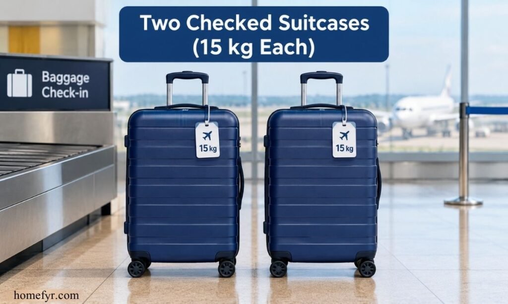 Two Checked Suitcases (15 kg Each)