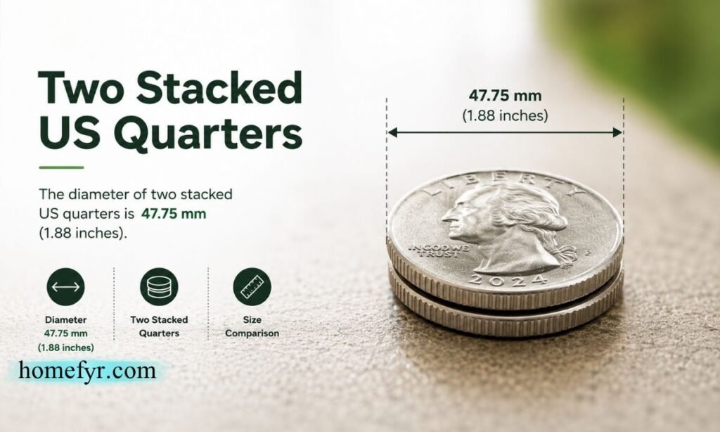 Two Stacked US Quarters (Diameter Comparison)
